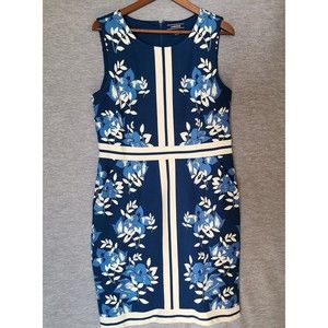 Lands End Womens Dress Floral Sleeveless Midi Knee Length Career Office Casual